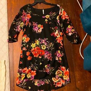 Black floral cocktail dress